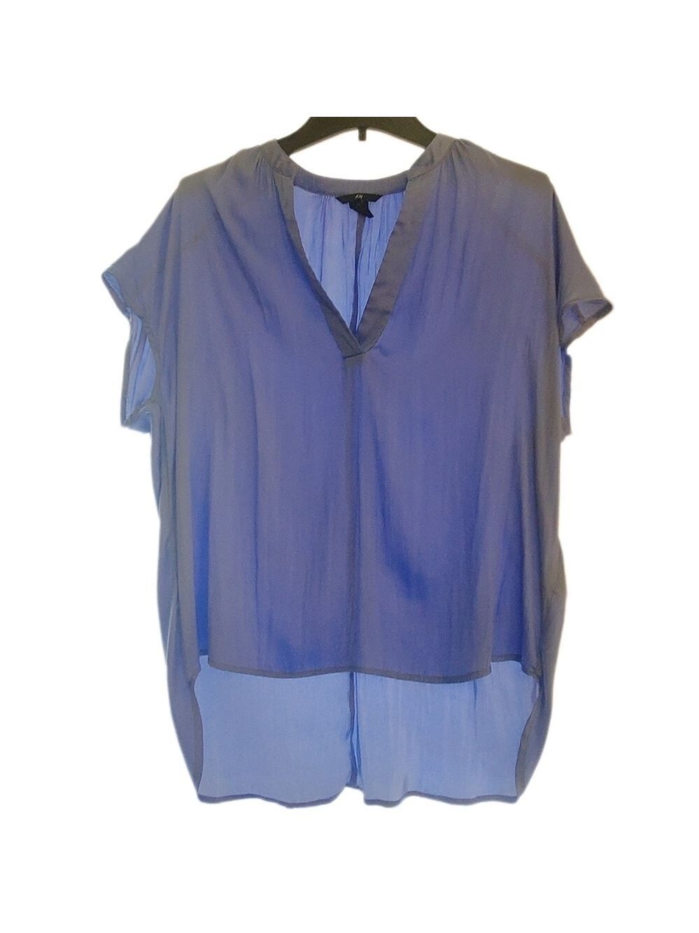 H&M Short Sleeve Silky Light Blue Blouse Size 8 Top